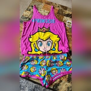 Princess Peach Super Mario Tank Top & Shorts Pajama Set